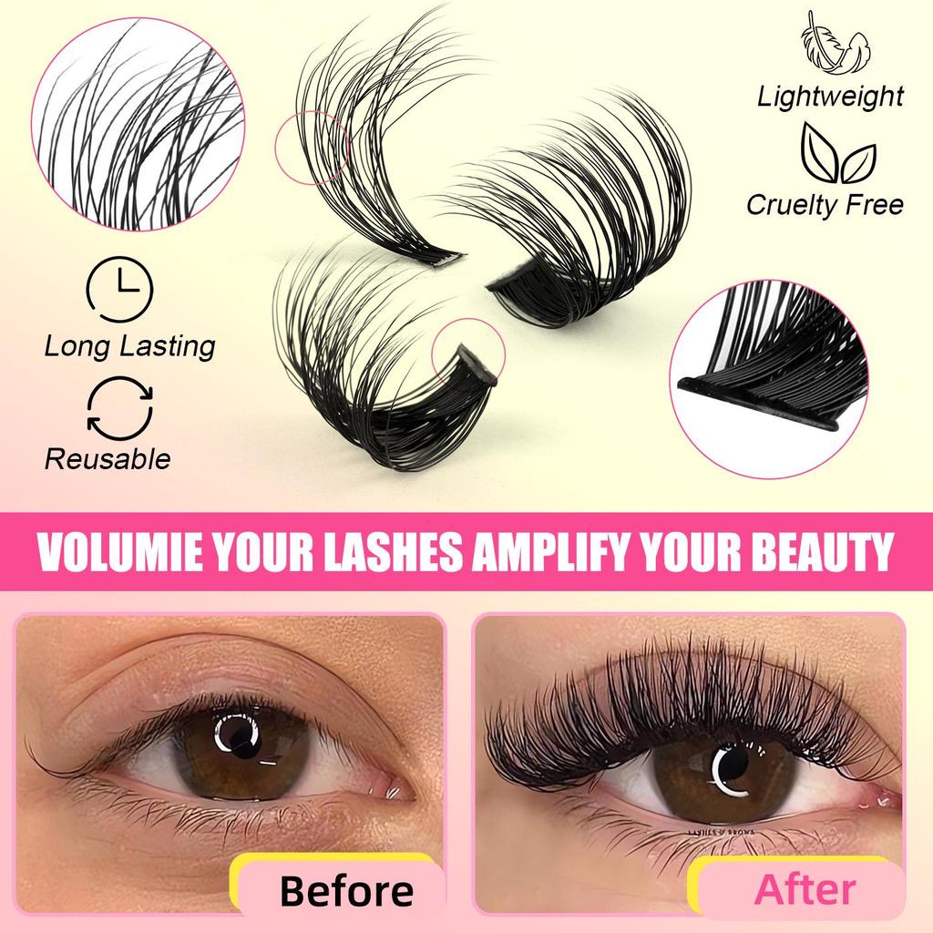 60D 100D 3D Cluster False Eyelash Set - DIY Segmented Lashes with Hot Melt Style for Dense, Natural Look