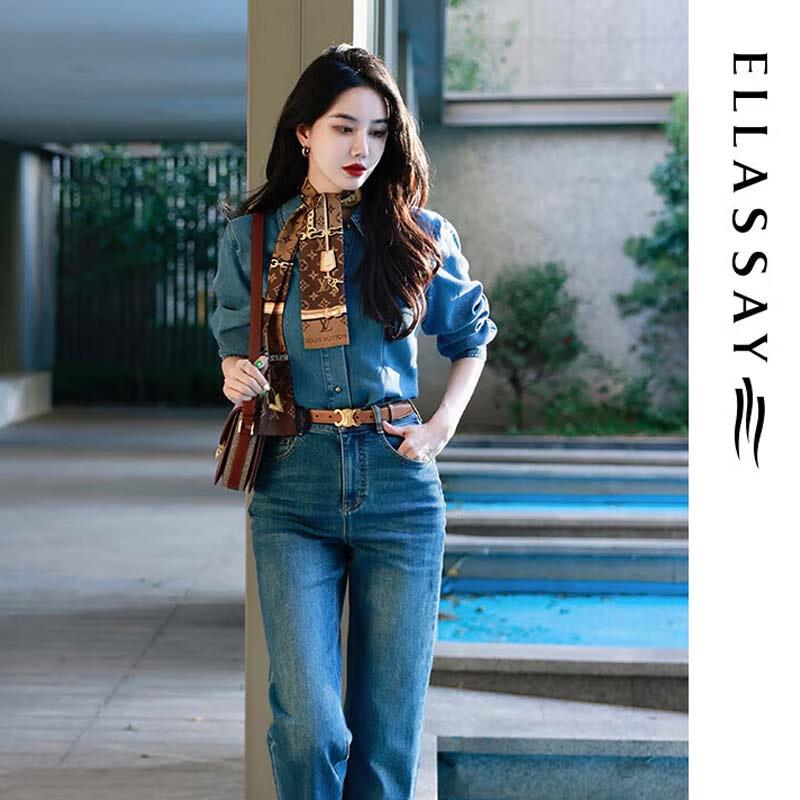 ELLASSAY Women s Lyocell Blend Retro Long Sleeve Blouse M