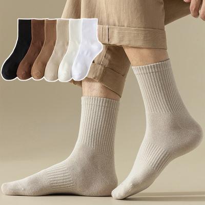 Men's Solid Color Mid-tube Socks Autumn and Winter Breathable Socks Deodorant Sweat-absorbent Sports Socks