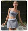 Women's Slimming Contrast Color Tennis Set, Quick-Dry Yoga Fitness Vest & Skirt with Chest Pads, Two-Piece Activewear.