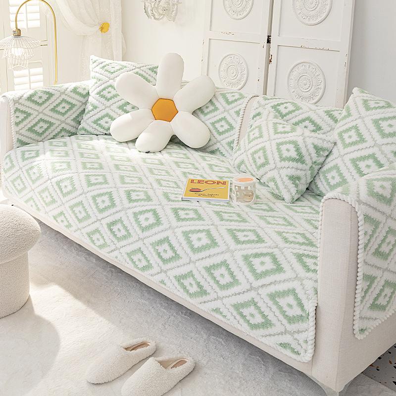 

Универсальная подушка для дивана на четыре сезона, зимняя утолщенная флисовая Нескользящая теплая зимняя высококачественная кожаная ткань для дивана 70*70cm