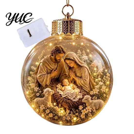 Illuminated Faith Based Decor Christian Scripture Keepsake, Light Up Religious Hanging Ornament with Bible Spiritual Encouragement Home Verse,