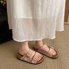 Green thick-soled one-word slippers women's summer wear non-slip soft-soled Birkencool slippers