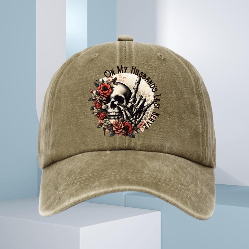 Skull Roses Skeleton Hand Rock Baseball Cap Unisex Adjustable Denim Casual Outdoor Sun Protection Hat