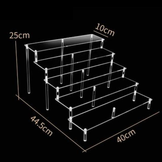 Ladder Acrylic Display Stand for Funko Figures,Cosmetics,Cupcake Perfume,Doll;Display Riser Rack Shelf for Decoration Organizer