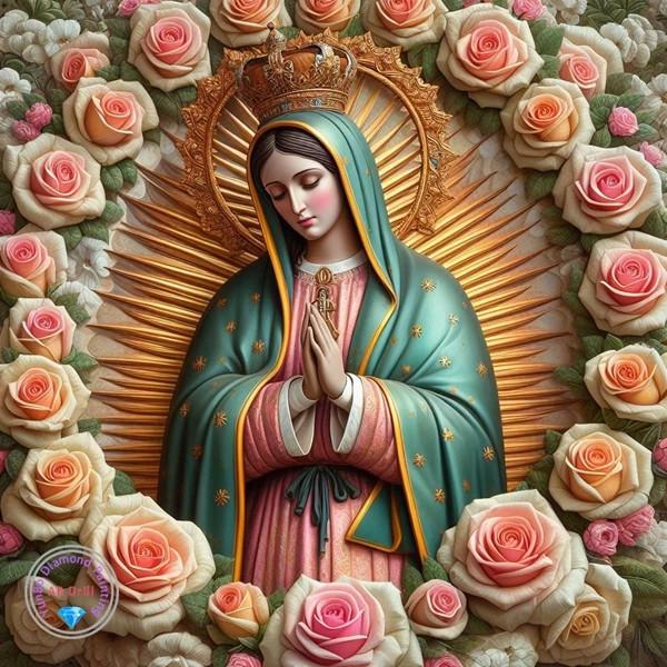 

Алмазная вышивка 5d Мозаика Дева Мария Домашний декор Икона Роза Алмазная живопись Новый Портрет Религиозные Стразы Round 20x20cm