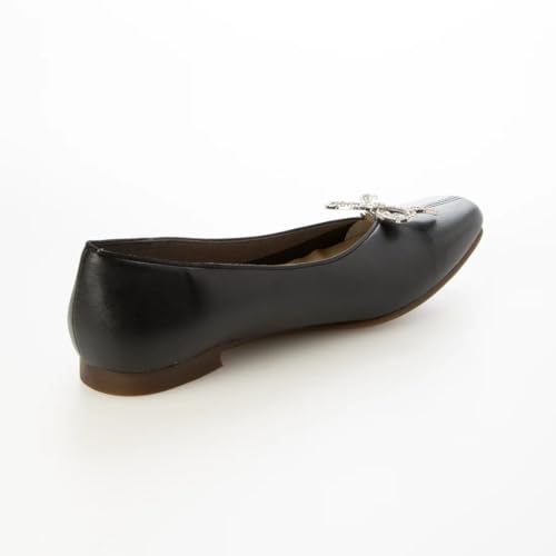 IK Plus Center Seam Flats, 1625-56, Women's, Black Smooth with 56 Beads, Size 23.0 cm, 3E