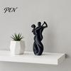 Streamlined Body Shape Sculpture 3D Printing Art Ornament, Matte Black Dancing Couple Model, Abstract Tango Scratch-resistant Figurine Dance