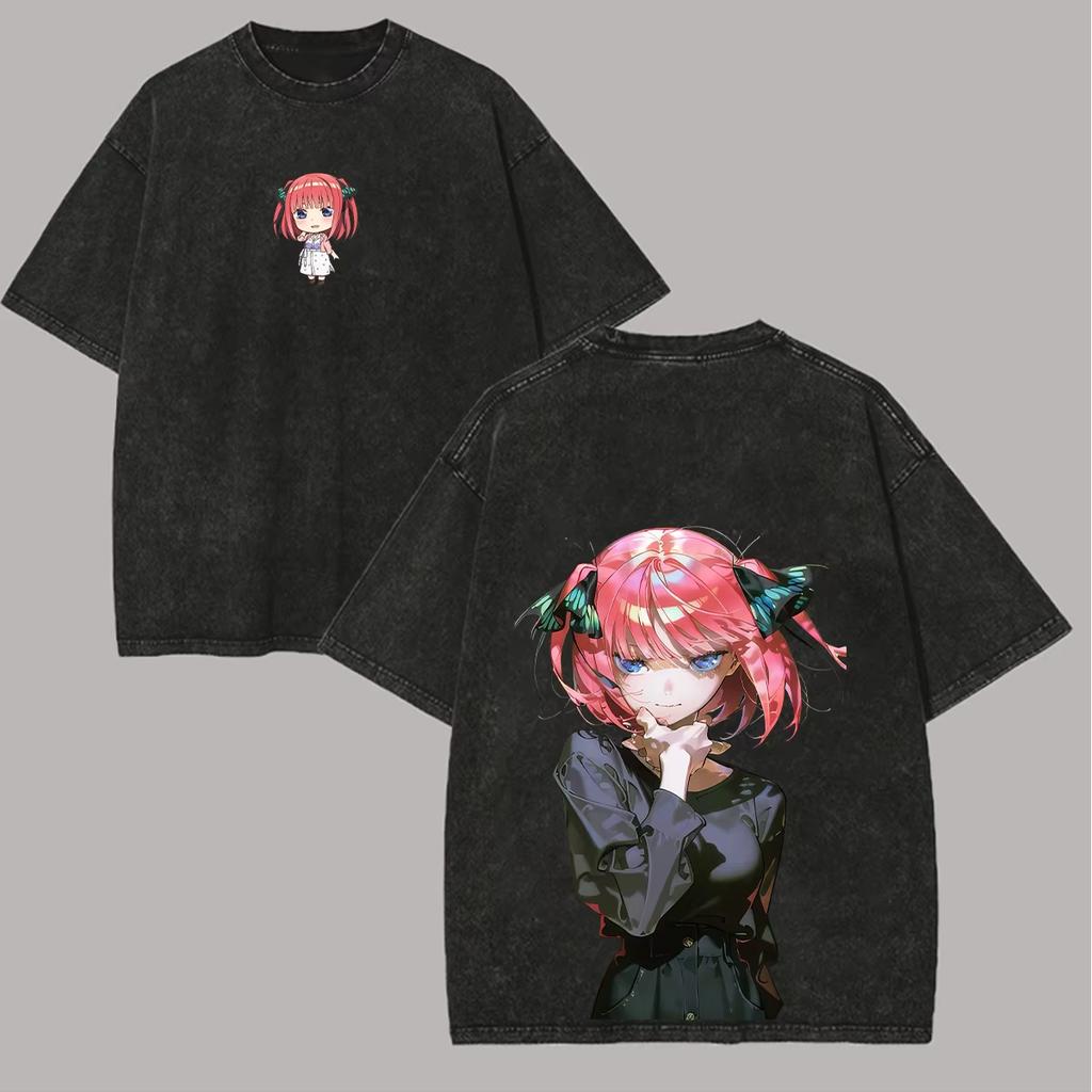 Das Quintessentielle Quintett Nakano Nino Gewaschenes T-Shirt, Große Größen, Alle Jahreszeiten, Unisex Für Anime-Fans T-Shirt