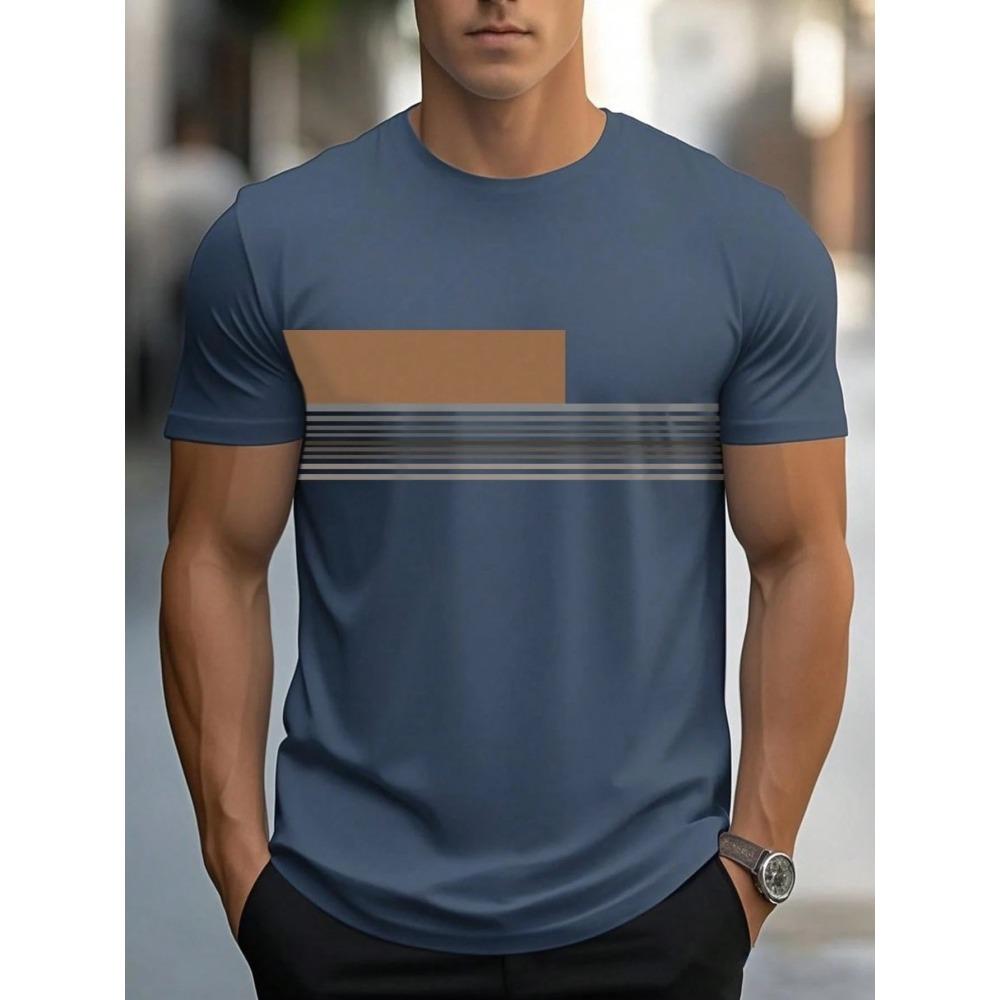 Sommer Herren Freizeit Sport locker übergroß einfach Buchstabenmuster bedruckt Rundhals Kurzarm T-Shirt Top