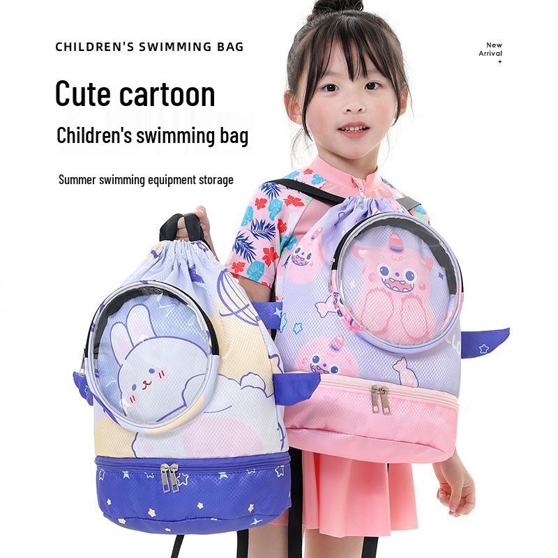Adorable Cartoon Waterproof Kids' Swim Bag - Lightweight Sports & Travel Backpack for Clothing
