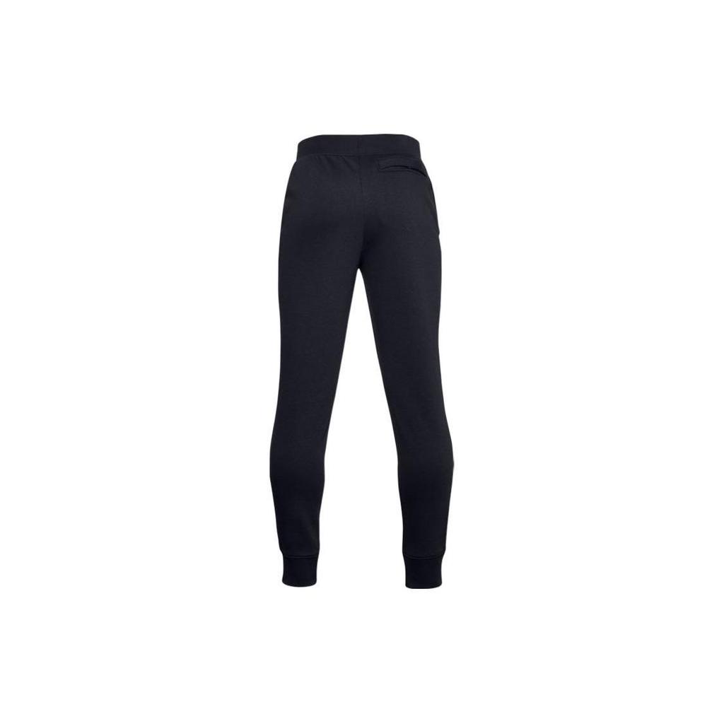 Under Armour Kids  Knitted Sports Pants Solid Color Fleece Cuffed Kids Bottoms Black 1357634-001
