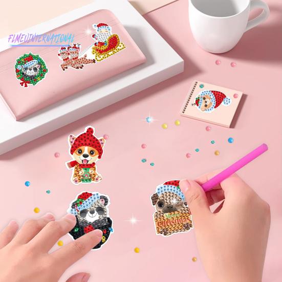1 Set Diamant-Malerei-Aufkleber zum Selbermachen, Cartoon-Muster, Weihnachten, Strass-Aufkleber-Set für Urlaubsdekoration