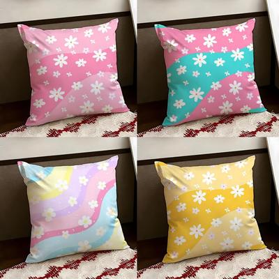Colorful Daisies Cushion Cover Reversible Soft Durable Pillow Cover Home Car MultiScene Use for Daily Comfort