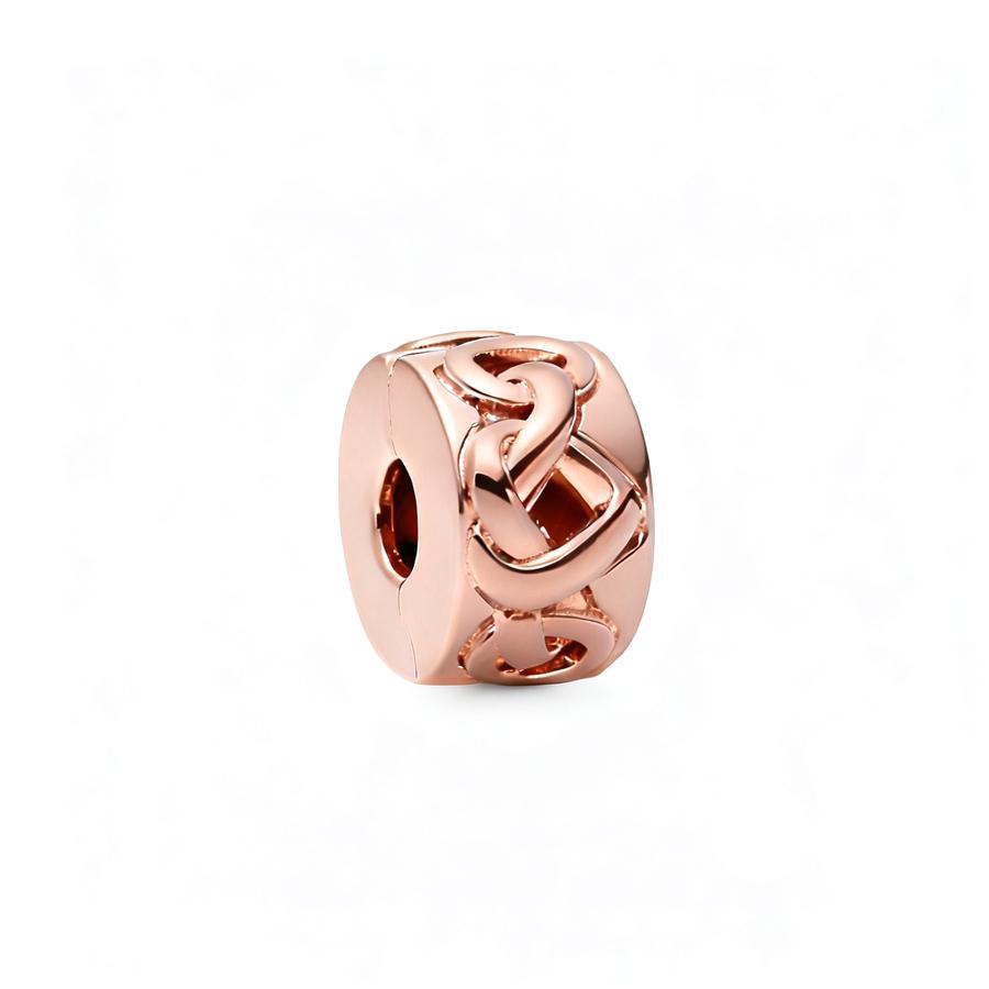 Sparkling Rose Gold Heart Winged Angel Pet Cat Charm Beads Fit Bracelets DIY Jewelry Gifts for Her