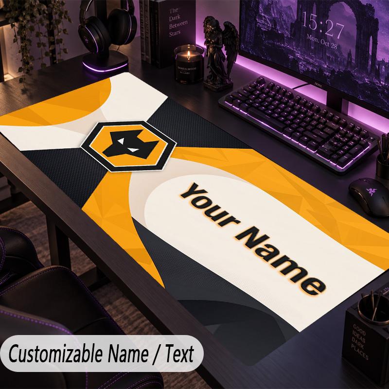 Custom Text Big Mousepad, Extended Desk Pad For Laptop Work GameWolverhampton Wanderers Football