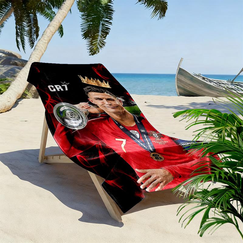 Asciugamano da Spiaggia con Stampa di Cristiano Ronaldo, Asciugamano Grande Morbido ad Asciugatura Rapida per Spiaggia Campeggio Nuoto