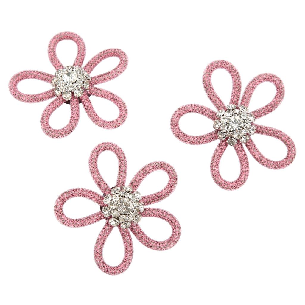3Pcs Shoe Brooch Cute Colours 6cm Rhineston Wide Flower Shape Clothing Brooch for Shoes Bag Wedding Dress