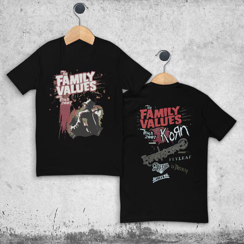 Vintage Korn 2007 Family Values Tour T-Shirt - Unisex Music Festival Tee Unisex T-Shirt S