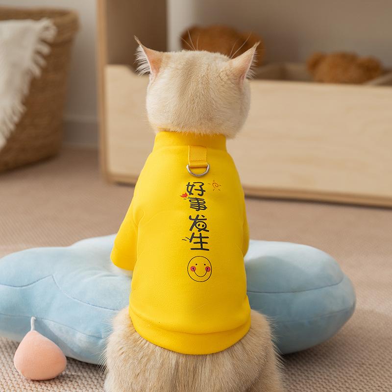 Pet Clothes Good Things Happen In Autumn and Winter Yellow Cat Clothes German Cat Two Feet Thin Sweater Cat Clothes