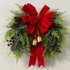 Bowknot Christmas Wreath Bell Hanging Wreath Decoration Artificial Berry Wreath  Mantelpiece Decor