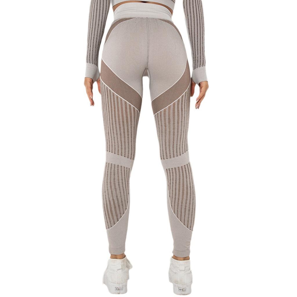 Seamless Yoga Pants with High Waist Mesh Holes To Lift The Buttocks and Elastic Tight Bodybuilding Bottoming and Shaping Exercise Pants