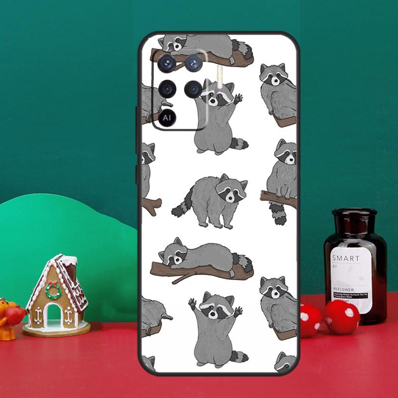 Cute Raccoon Case For Oppo A5 A6 Pro A15 A18 A38 A58 A78 A98 A54 A74 A94 A17 A57 A80 A60 A40 A16 A76 A96