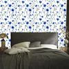 Wallpaper Flowers and Leaves White, Light Gray and Blue 50x1000