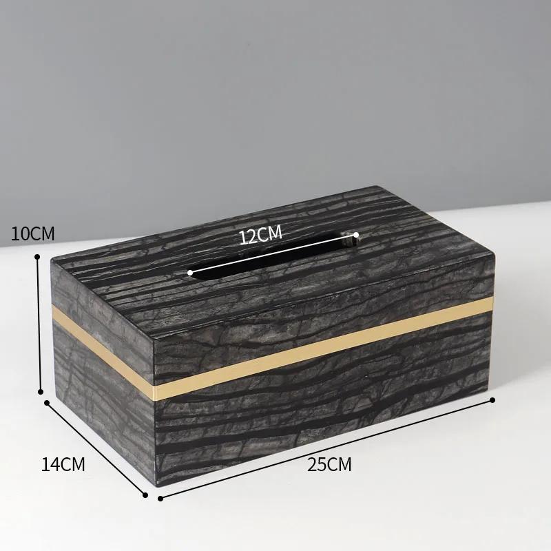Natürliche Marmor-Taschentuchbox Goldener Strich Badezimmer-Papierboxen Westliches Restaurant Schreibtisch-Serviettenhalter Heimdekoration Modern