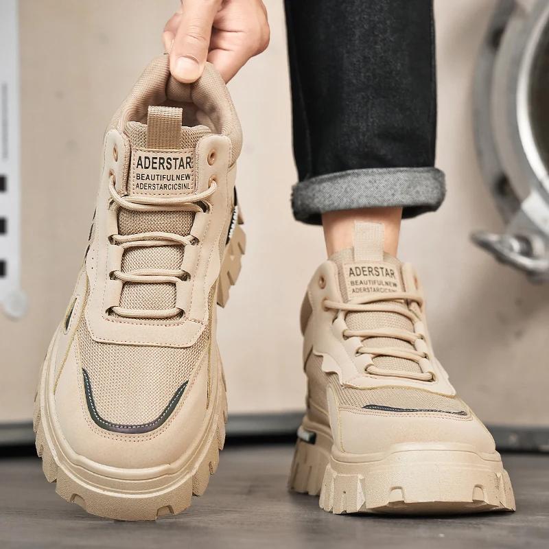 Fashion Men's Tooling Casual Boots Fashion Mens Ankle Boots Man Outdoor Hiking Hard-Wearing Male Footwear High Quality Trendy All-match