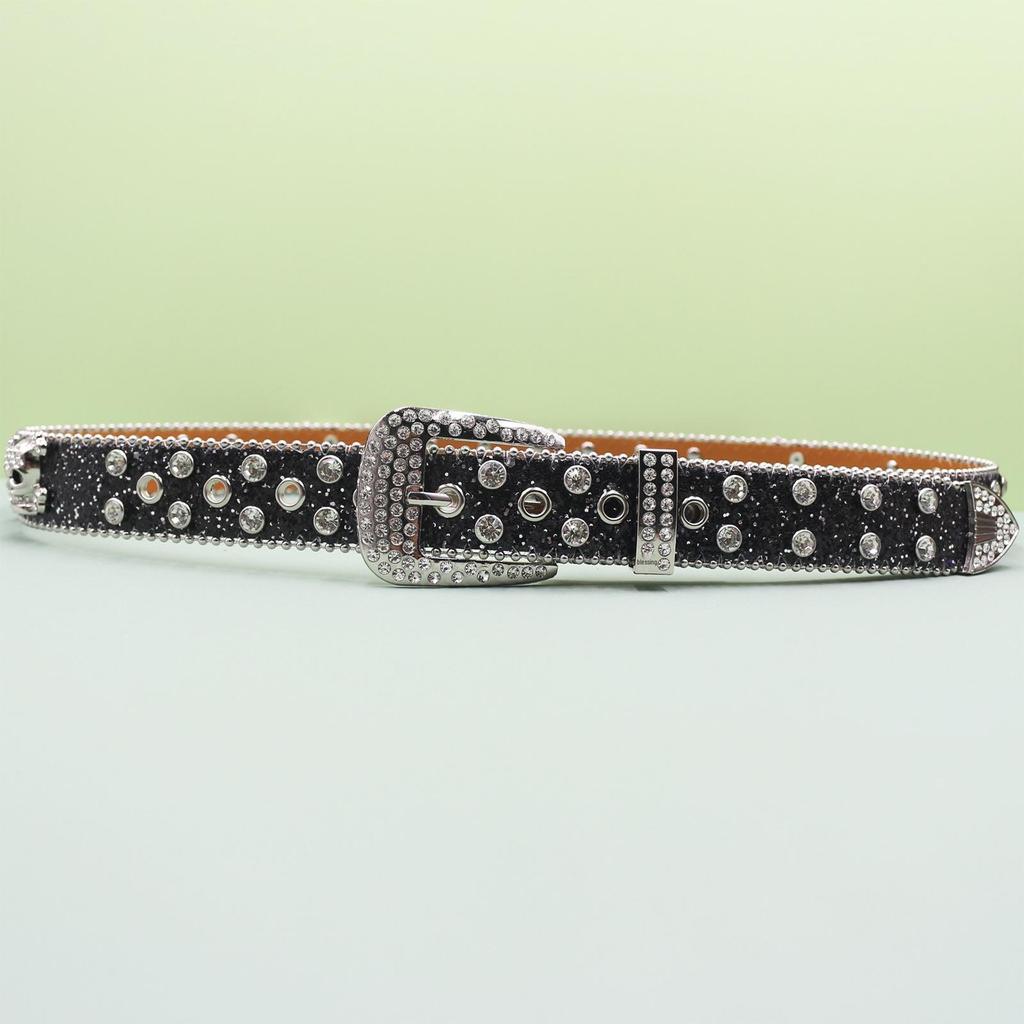 European Style Punk Skull Belt with Rhinestones - Unisex Rock Fashion Accessory