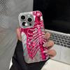 Pink Purple Skull Phone Cases for IPhone 16 Pro Max Case 13 12 11 14 15 Pro XR XSMax 7 8 Plus Senior Feather Gauze Bumper Cover