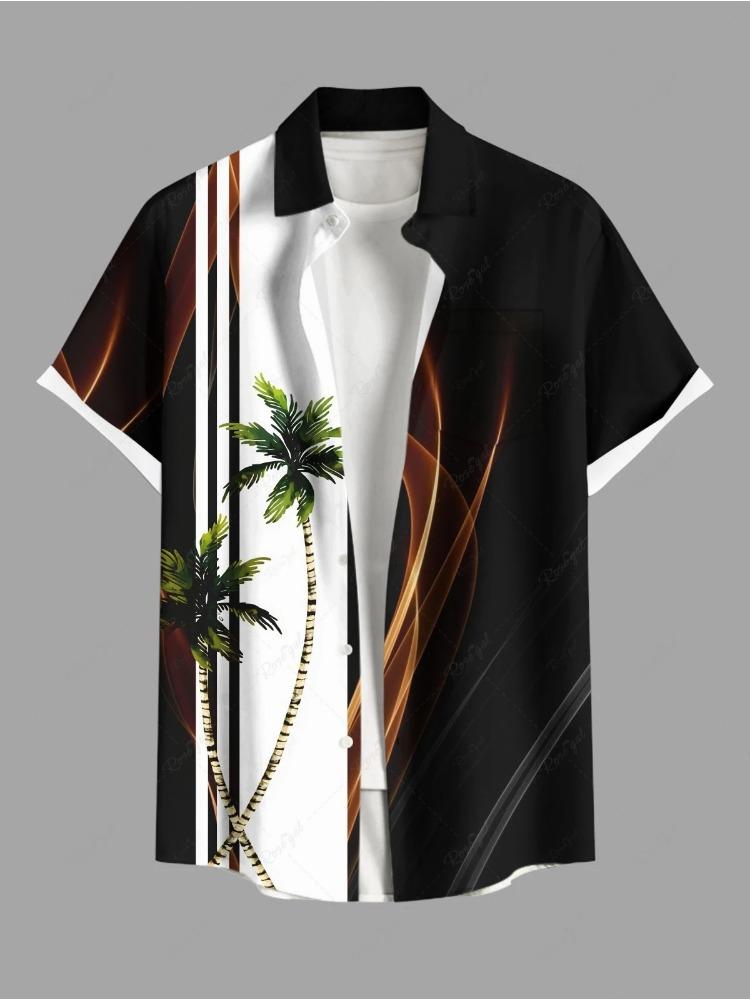 

Летняя мода Мужская гавайская рубашка 3D-печать Короткий рукав Застежка на пуговицах Отложной воротник Рубашки Топы 5XL