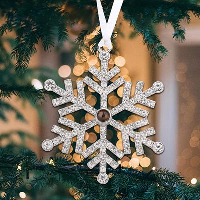 Yousheng Snowflake Christmas Ornaments with Personalized Photo Projection Elegant Hanging Pendant Fun Holiday Christmas Tree Decorations