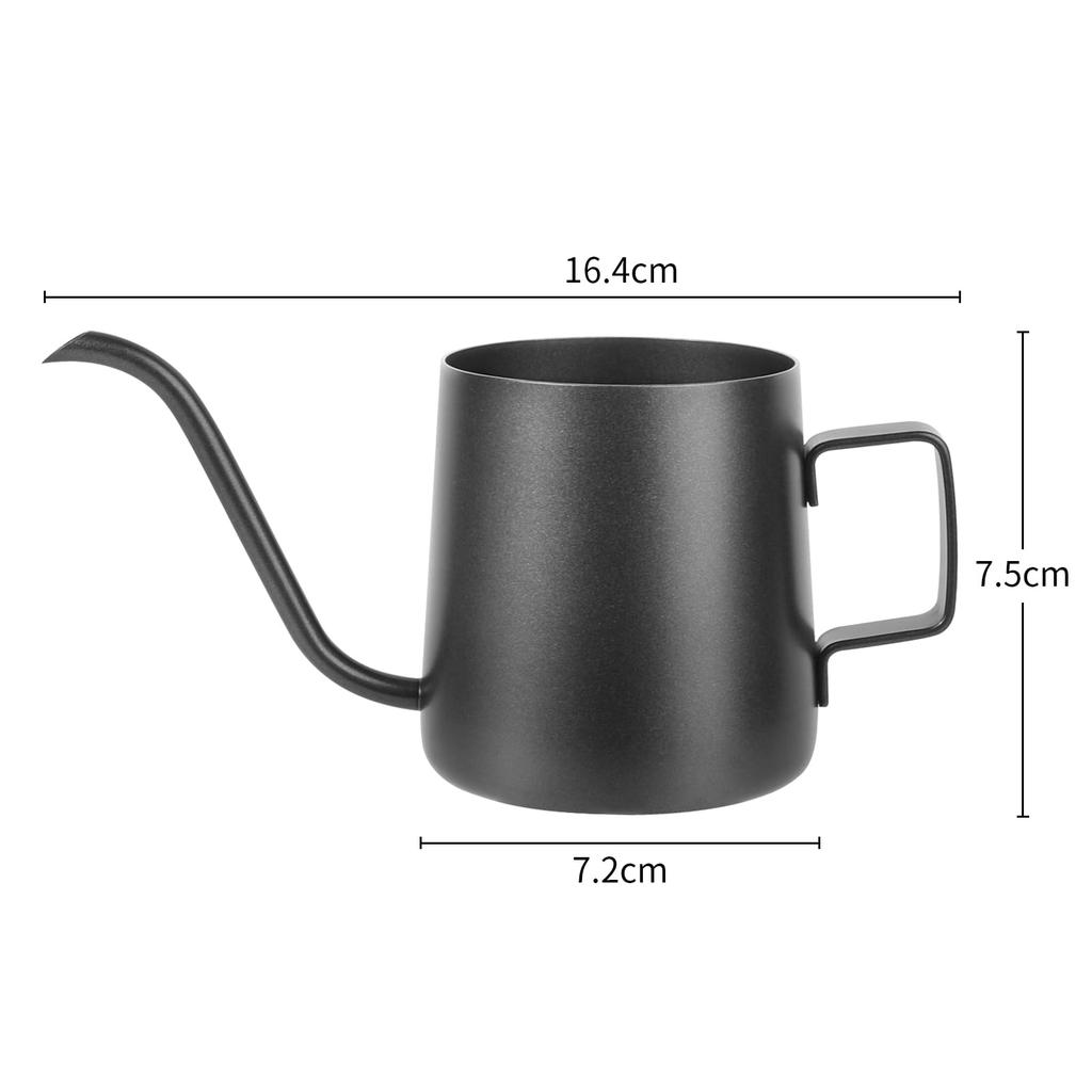 Smilemoon Mini Drip Coffee Pot, Narrow Spout, Stainless Steel, 250ML, Gooseneck Spout, Portable, Hanging Design, Easy Pour, Black, for Travel,