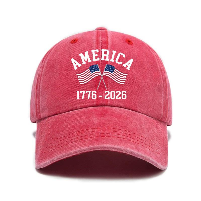 Washed And Distressed Printed Baseball Cap for Adults pc Versatile Trendy American Th Anniversary Printed Washed And D