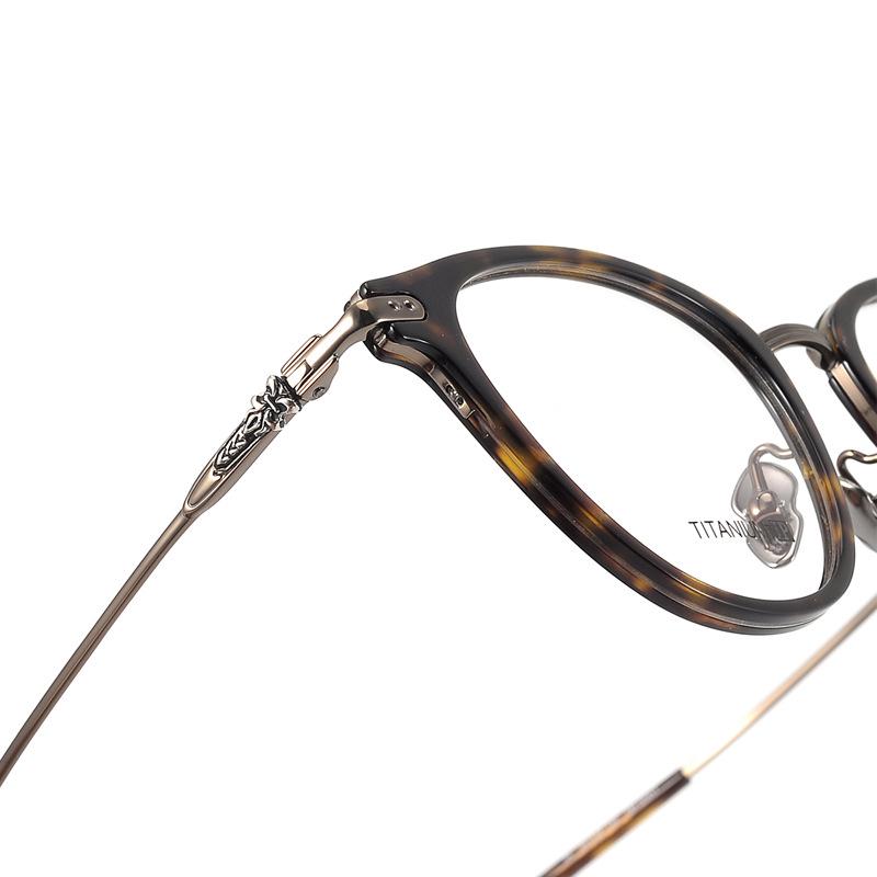 Pure Titanium Unisex Retro Round Glasses Frame with Blue Light Blocking Myopia Lenses for Women and Men
