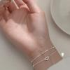 Love Heart Bracelets for Women Double Layer Matching Chain Bracelet Jewelry Gift