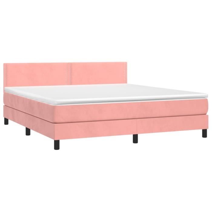 3141256 vidaXL Divan Bed with Mattress Pink 160x200 Cm Velvet