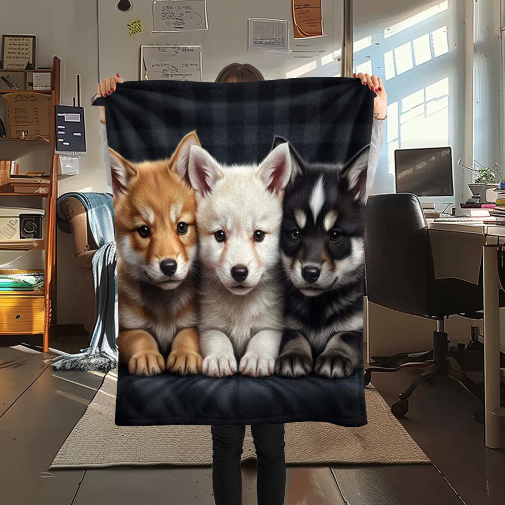 1PC Three animals Print Flannel Blanket, High quality Comfortable for All Seasons, Home Decor, Warmth and Comfort