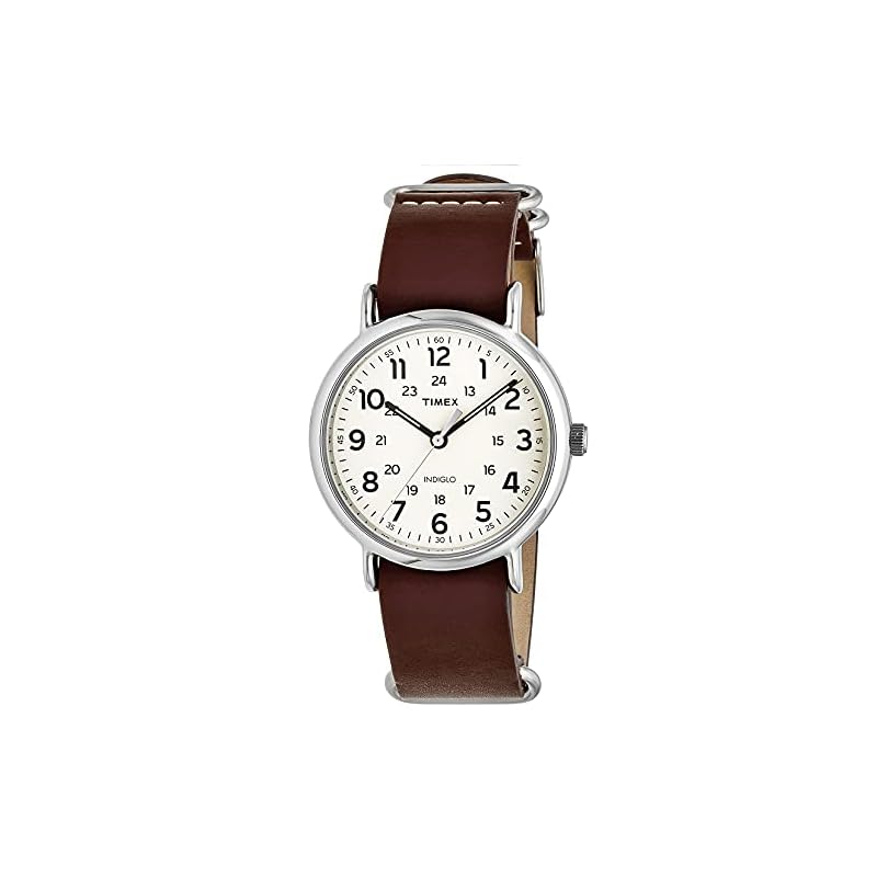TIMEX Weekender Men's Quartz Watch with Brass and Calfskin Leather, T2P495 [Authentic]