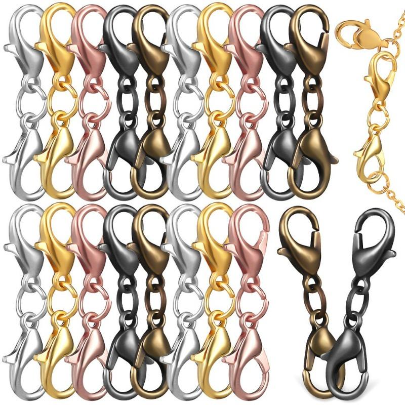 50pcs Metal Double Head Lobster Clasp Extension Claw Connector Suitable for Necklace Bracelets DIY Jewelry Making Accessories