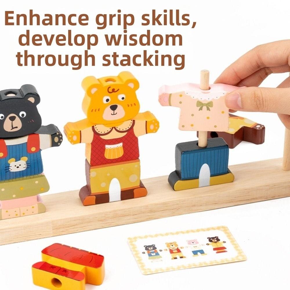 Creative Wooden Stacking Block Colorful Montessori Educational Toys Cognitive Development
