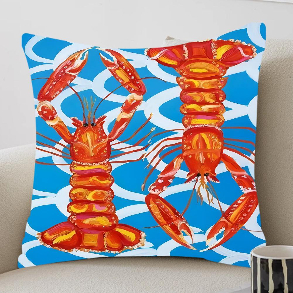 Federa Colorata Sardina Aragosta Granchio Pesce Oceano Toon Regalo Copricuscino Camera da Letto Casa Divano Sedia Seduta Decorazione Federa