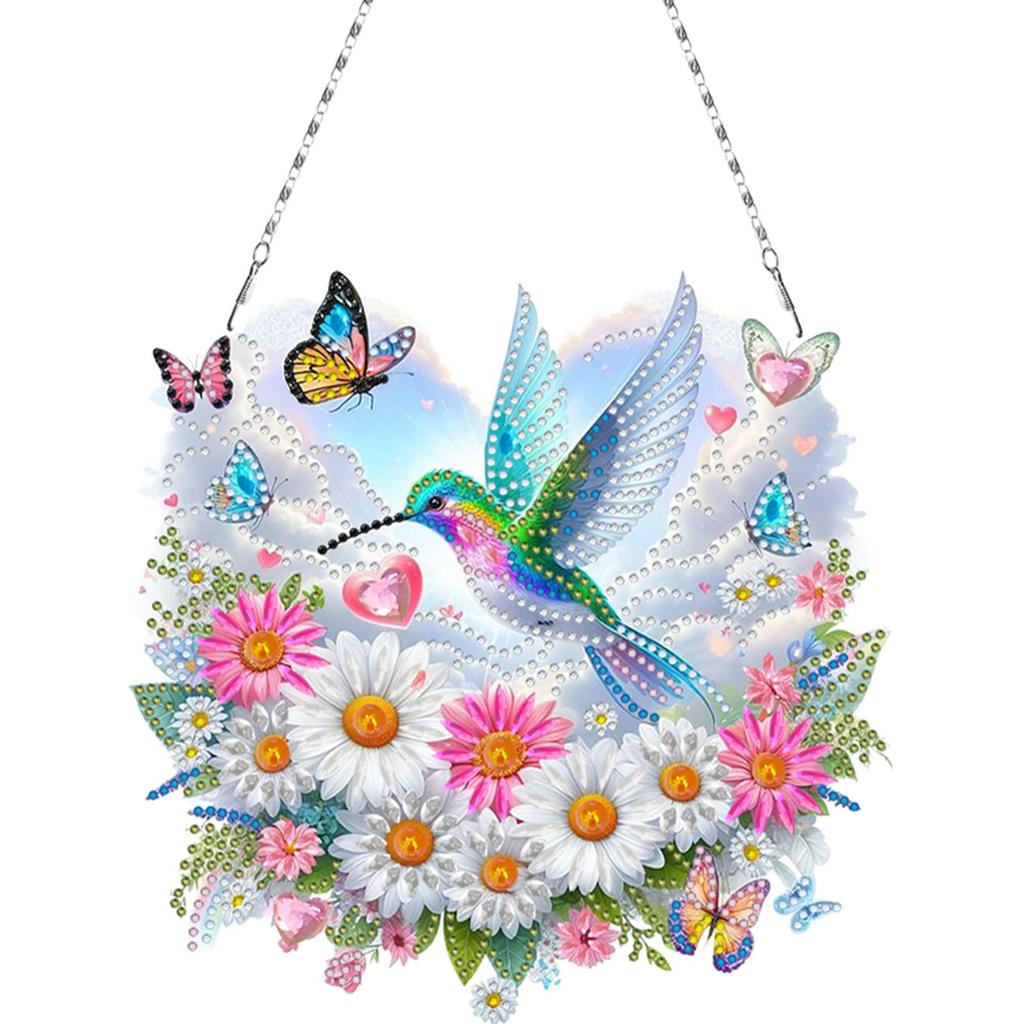 2D/Flaches DIY Diamantmalerei Set Hängende Diamantkunst Kits Strassstein Diamantkunst Fensteranhänger DIY Heimdekoration Hängender Anhänger