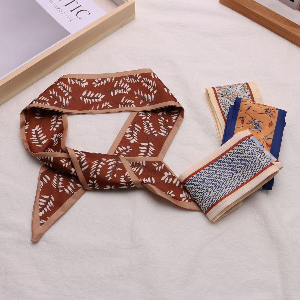 Luxury Neck Strap Long Hair Band Fashion Silk Scarves