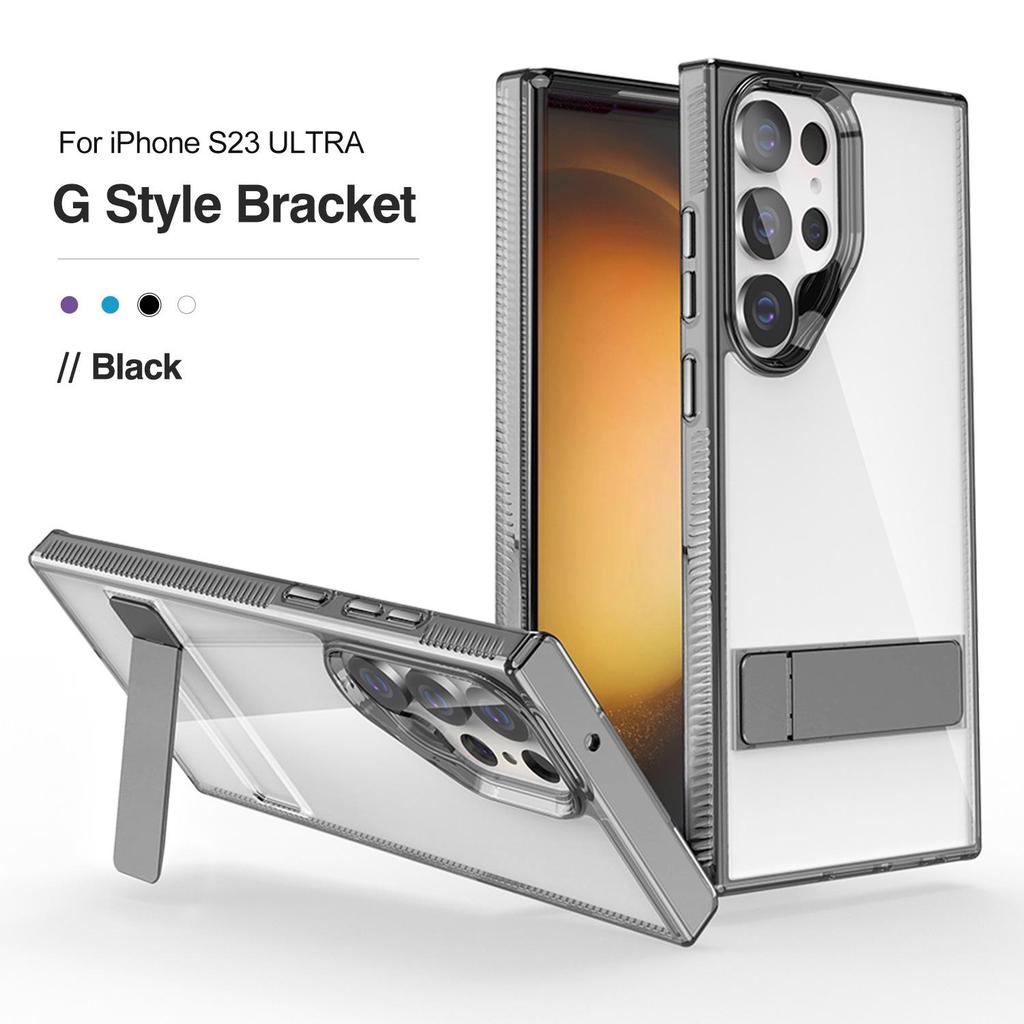 Compatible Samsung Phone Case: S26 Ultra, S25 Ultra Transparent, S24 Ultra Anti-Fall Cover with Invisible Stand.