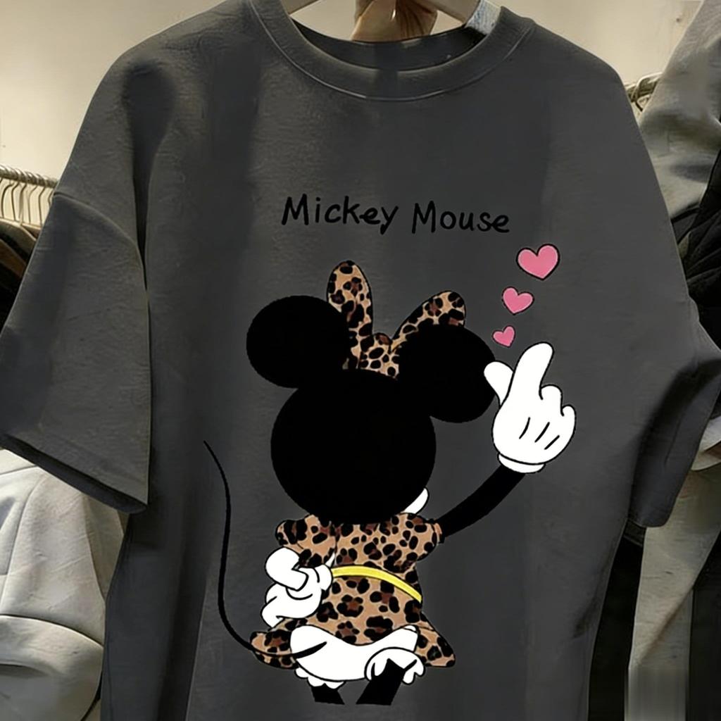 Mickey Minnie Graphic T Shirt Women Man 2026 Summer Vintage Cartoon Print Casual Short Sleeve Tee Streetwear Disney Couple Tops