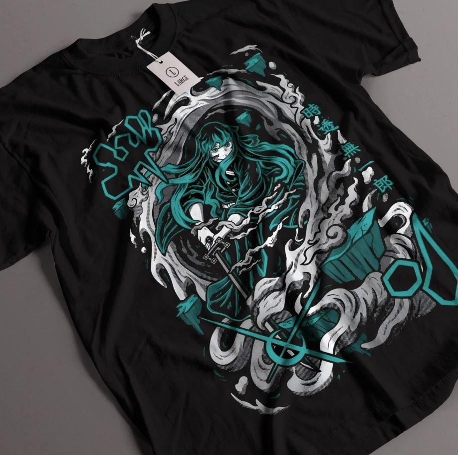 

Истребитель демонов Муичиро Токито Столп Тумана Футболка Аниме Графическая футболка Аниме Мерч XL