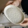 Hand-Pinched Japanese Coarse Pottery Oval Plate Cooking Sushi Plate Creative Snack Plate Dessert Plate Export